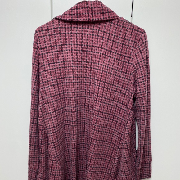 Cuddl Duds pink houndstooth open cardigan, sz M - Picture 2 of 5